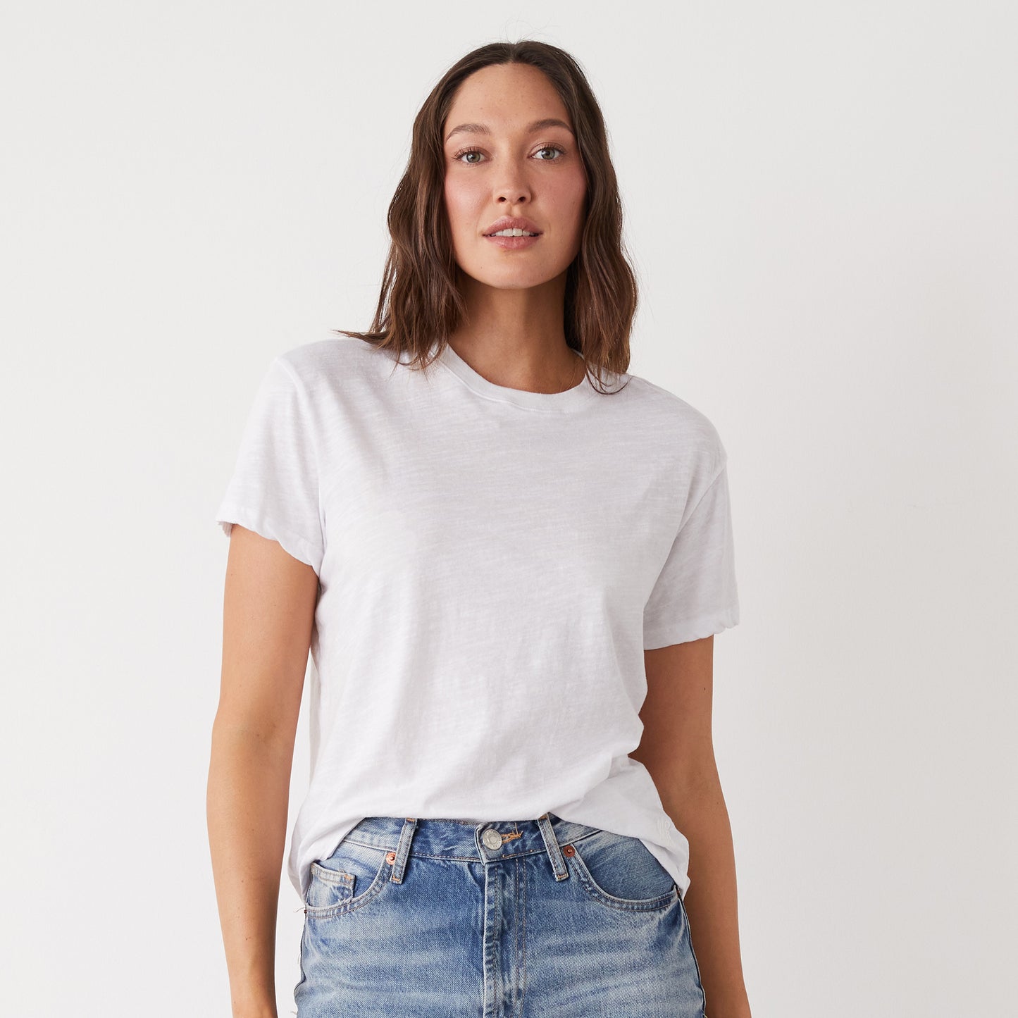 Textured Tri-Blend Basic Crew Neck Tee