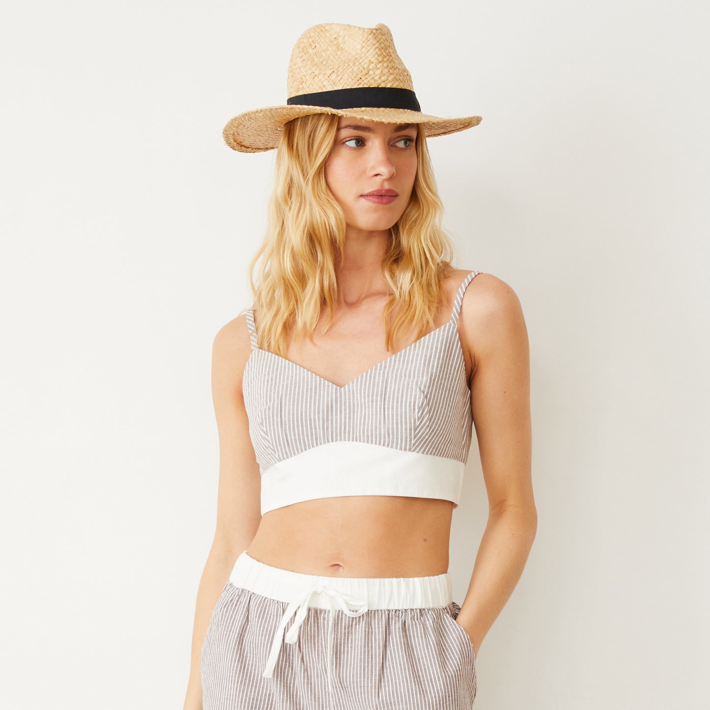 Stripe Poplin Bralette Top