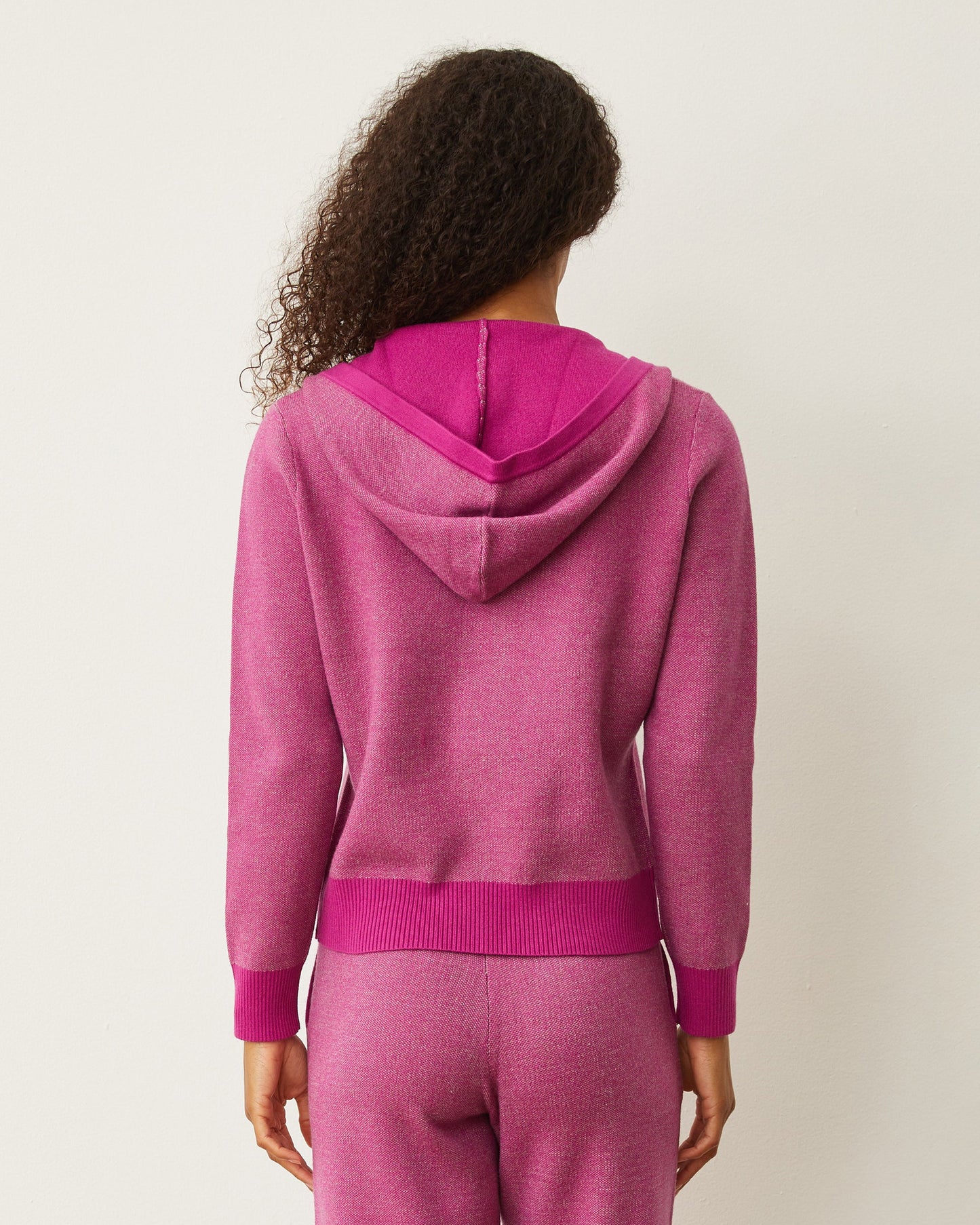 Soft Knit Two Tone Zip Up Hoody
