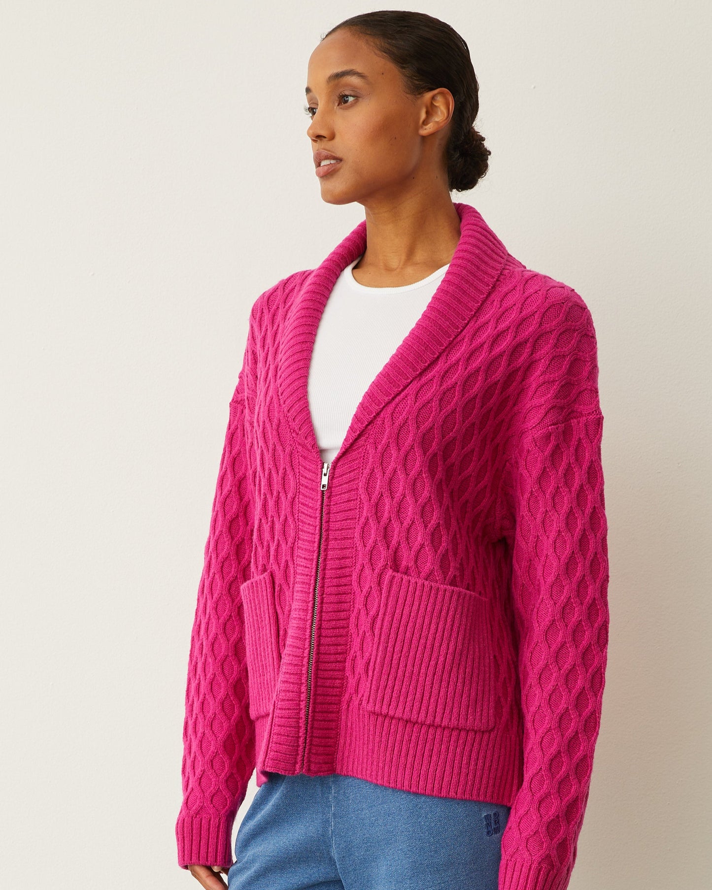 Cable Knit Zip Cardigan