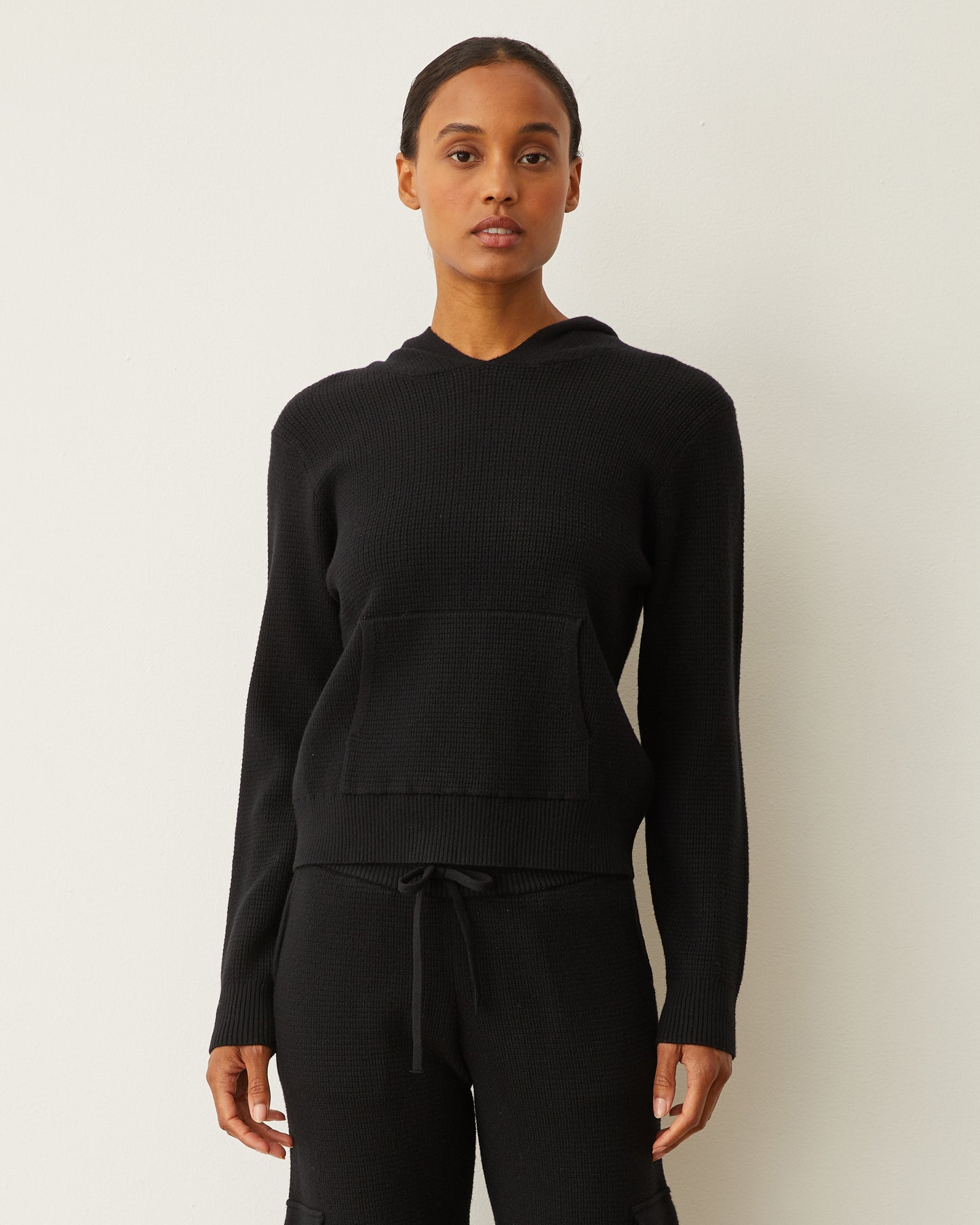 Soft Knit Waffle Kangaroo Pullover