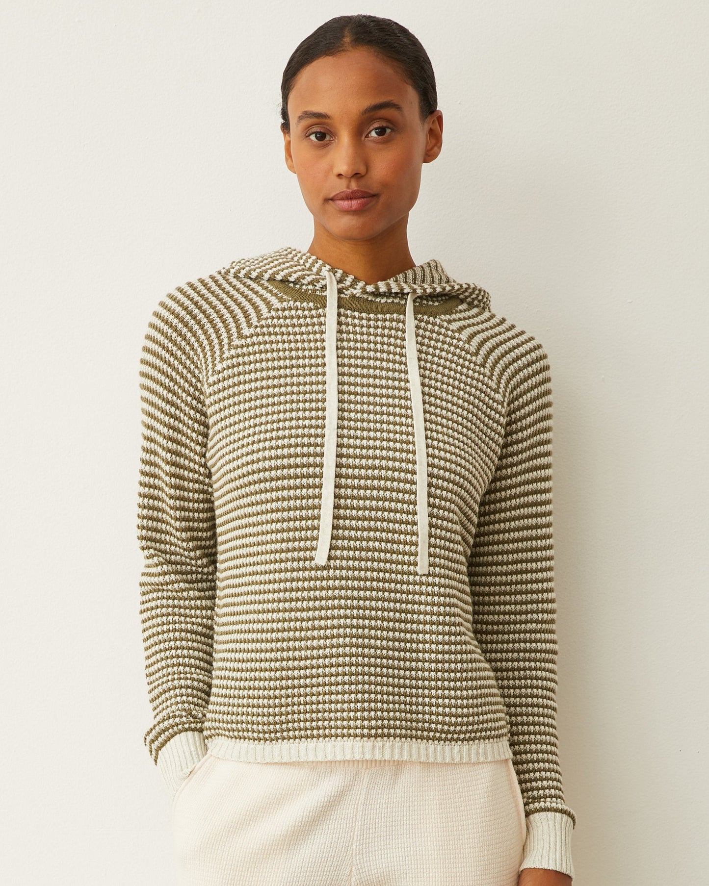 Cotton Cashmere Stripe Lounge Hoody