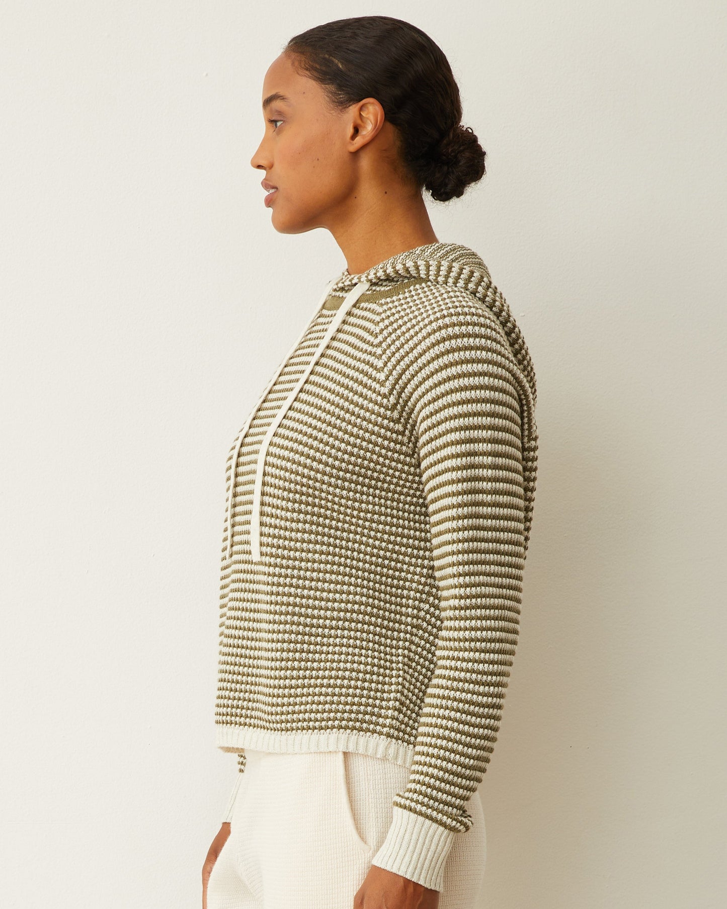Cotton Cashmere Stripe Lounge Hoody