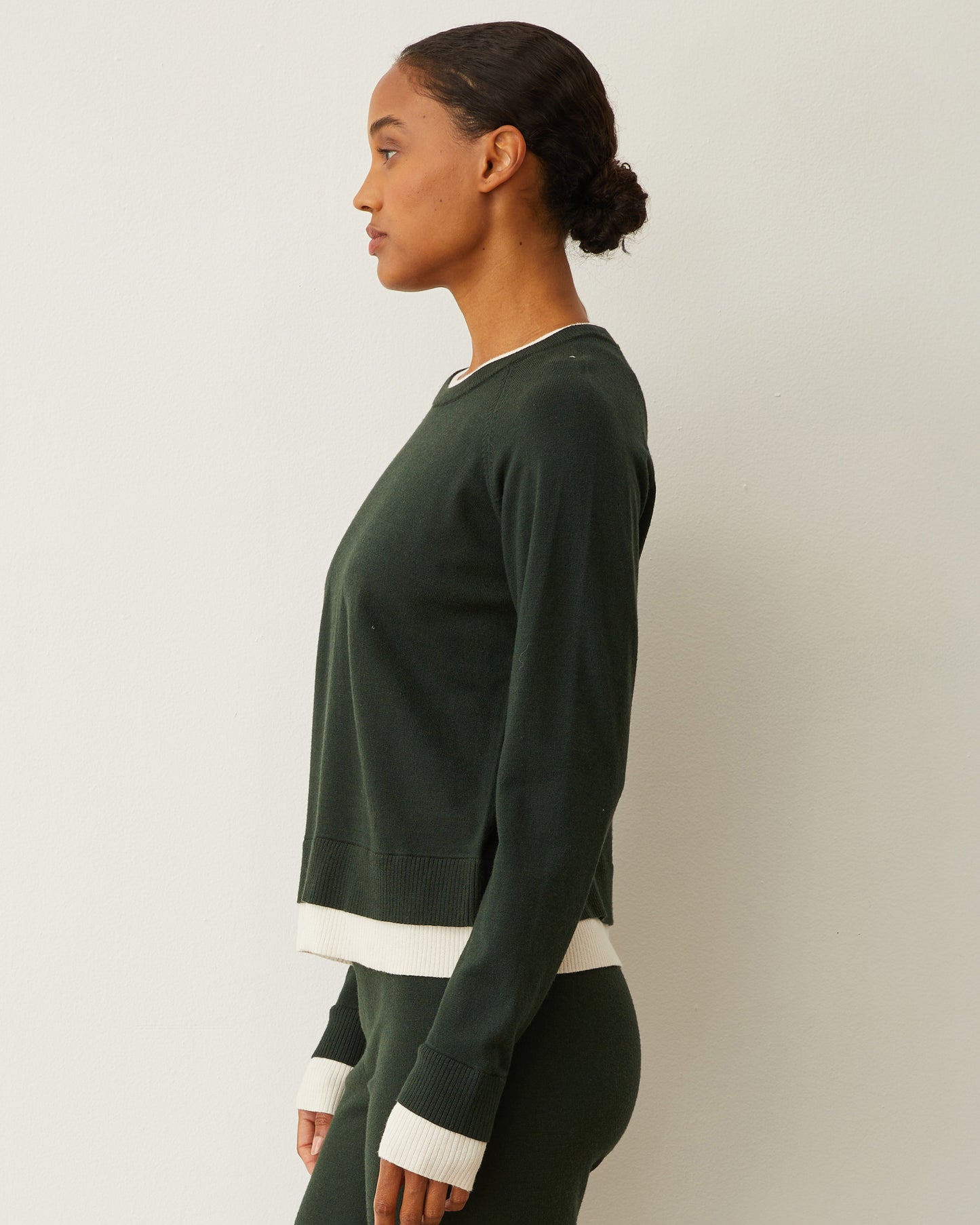Soft Knit Crew Neck Contrast Sweater