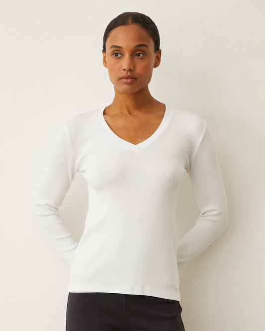 Supimaluxe Rib Long Sleeve V Neck