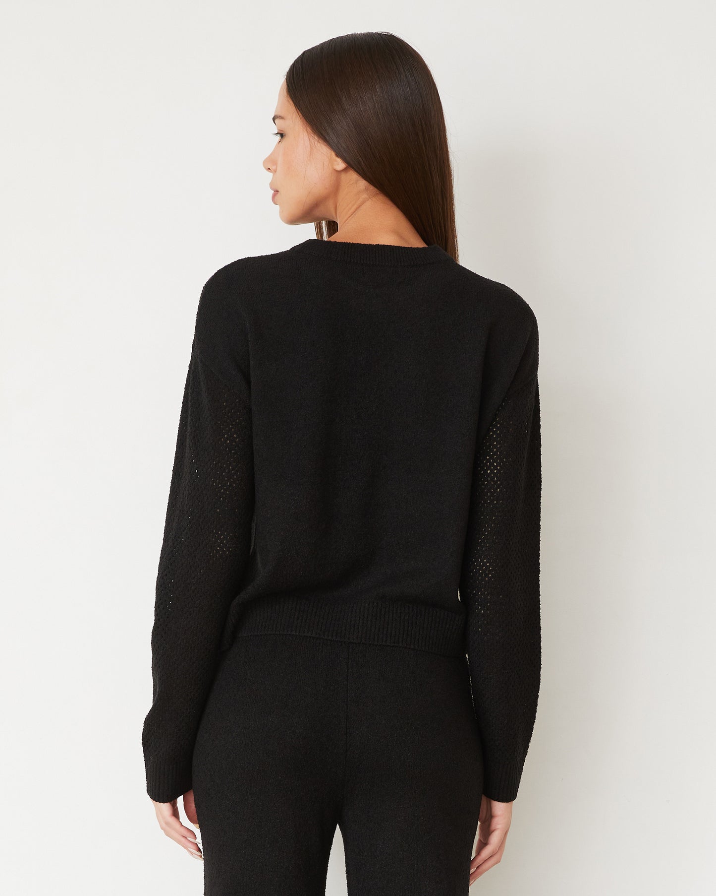 Boucle Knit Mesh Mixed Sweater