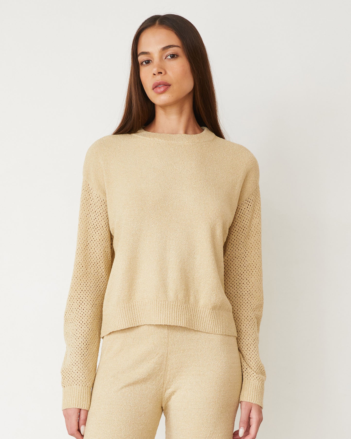 Boucle Knit Mesh Mixed Sweater