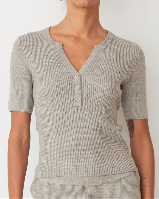 Soft Knit Rib Waffle Henley