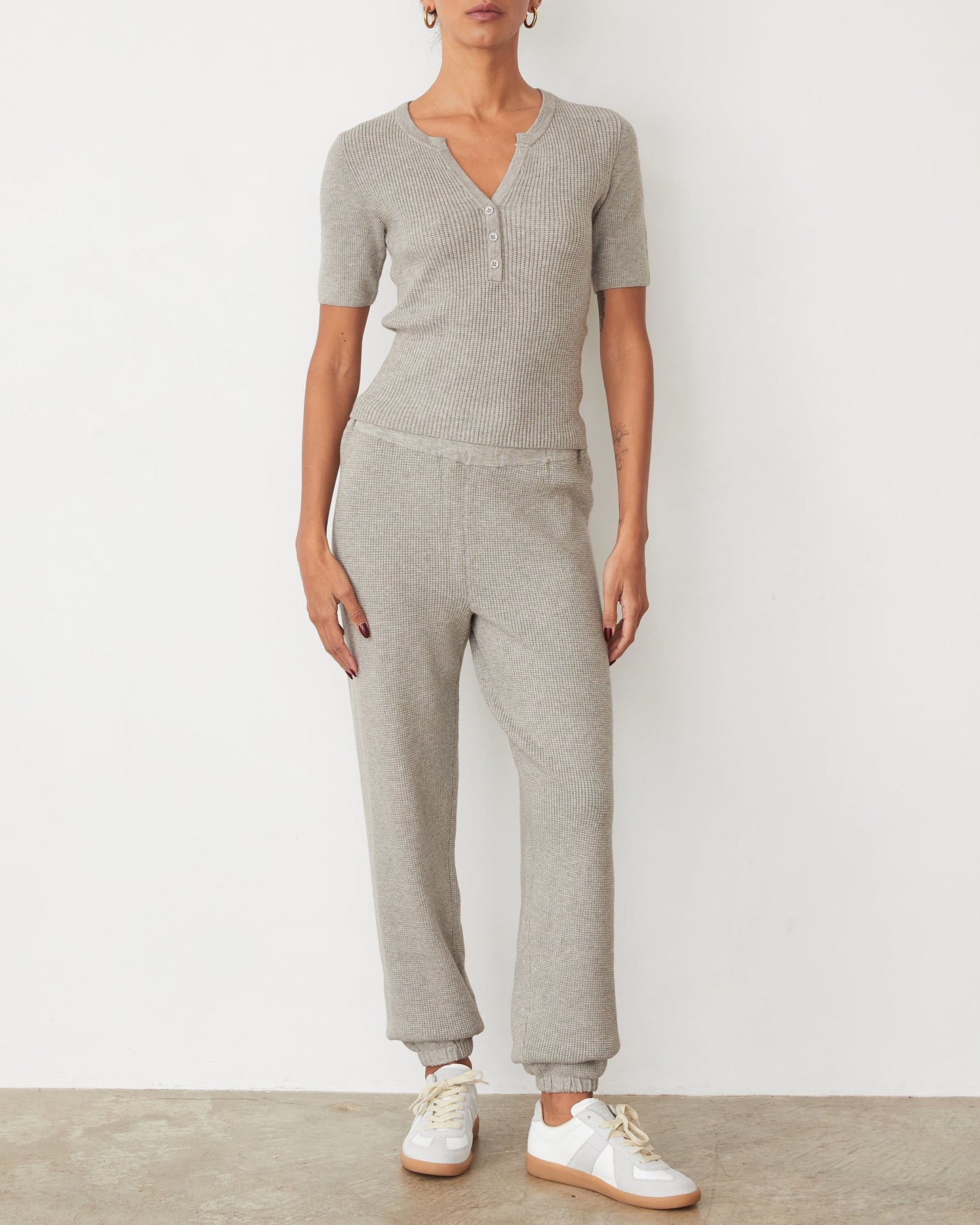 Soft Knit Rib Waffle Henley