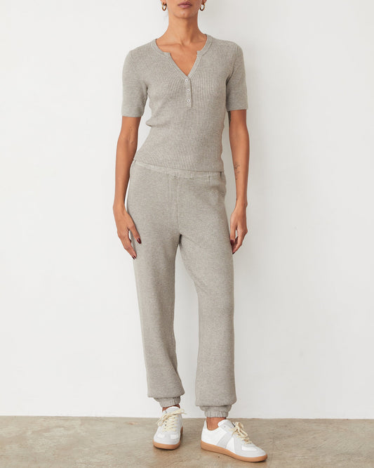 Soft Knit Rib Waffle Henley