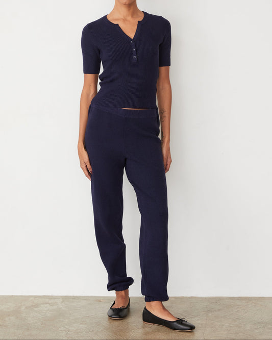 Soft Knit Rib Waffle Henley