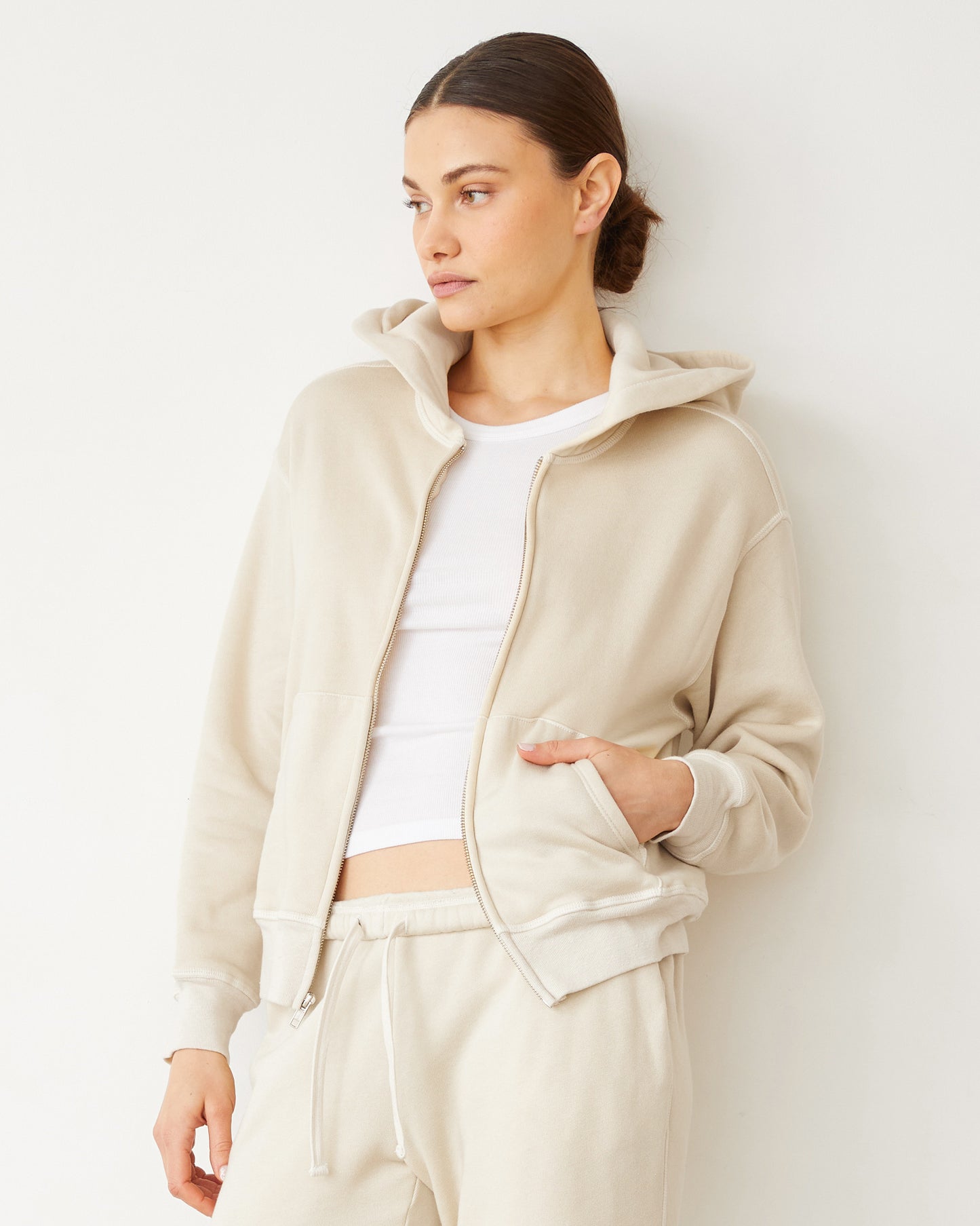 Teddy Fleece Relaxed Zip Up Hoody