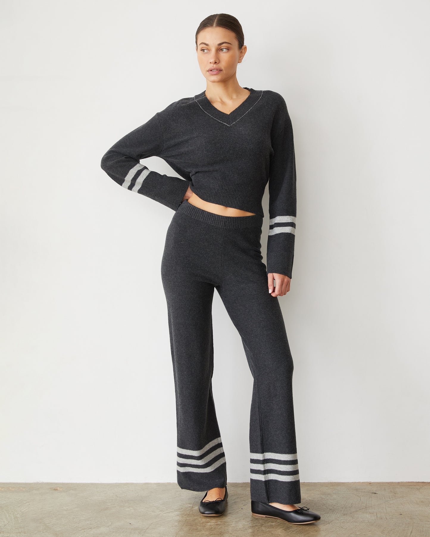 Plush Stripe Straight Leg Sweat