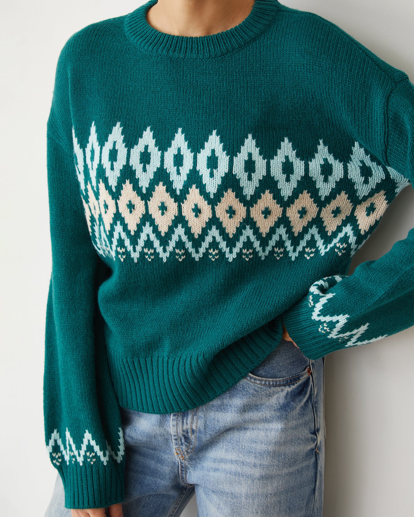 Merino Wool Fair Isle Crew Neck