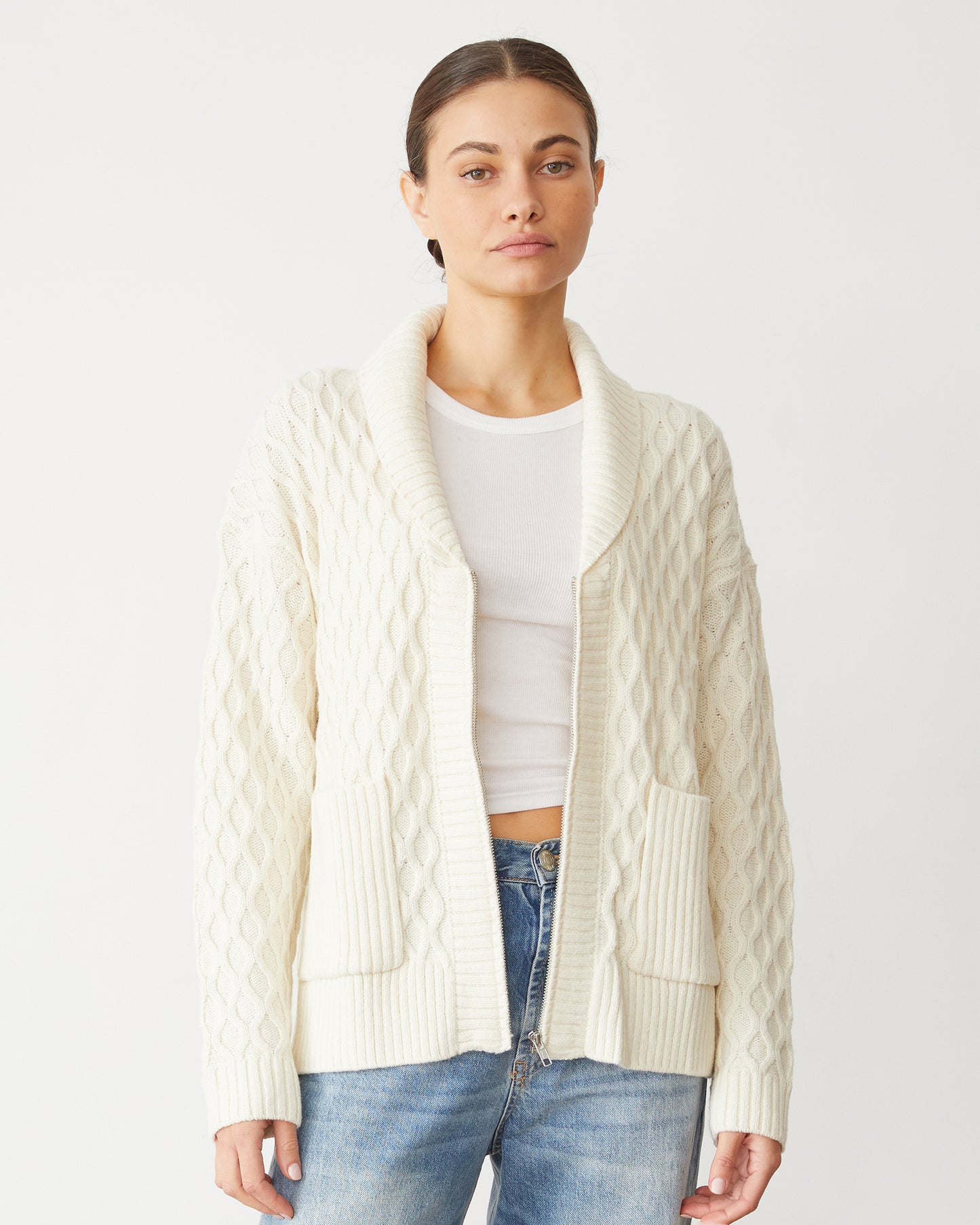 Cable Knit Zip Cardigan