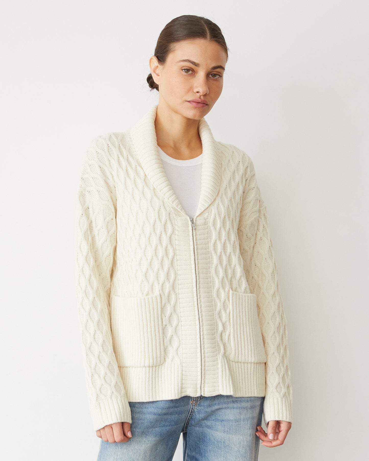 Cable Knit Zip Cardigan