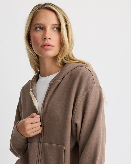 Teddy Fleece Relaxed Zip Up Hoody