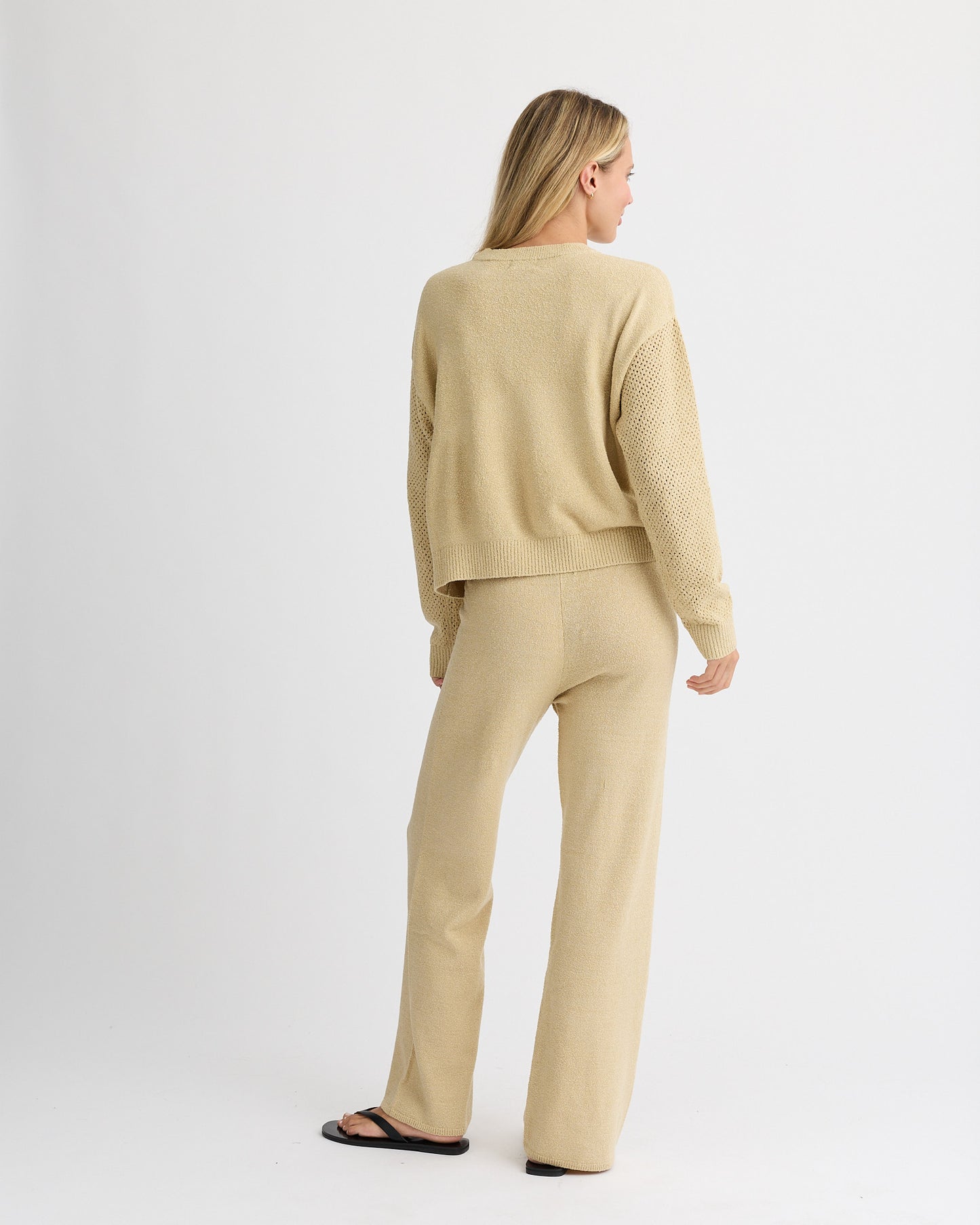 Boucle Knit Mesh Mixed Sweater