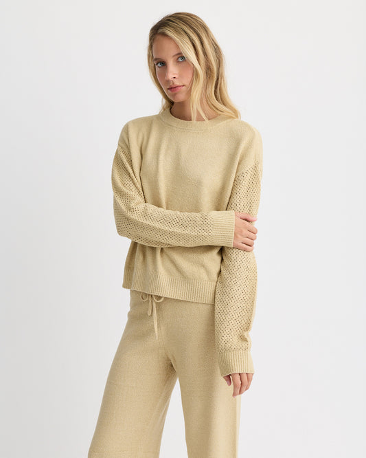 Boucle Knit Mesh Mixed Sweater
