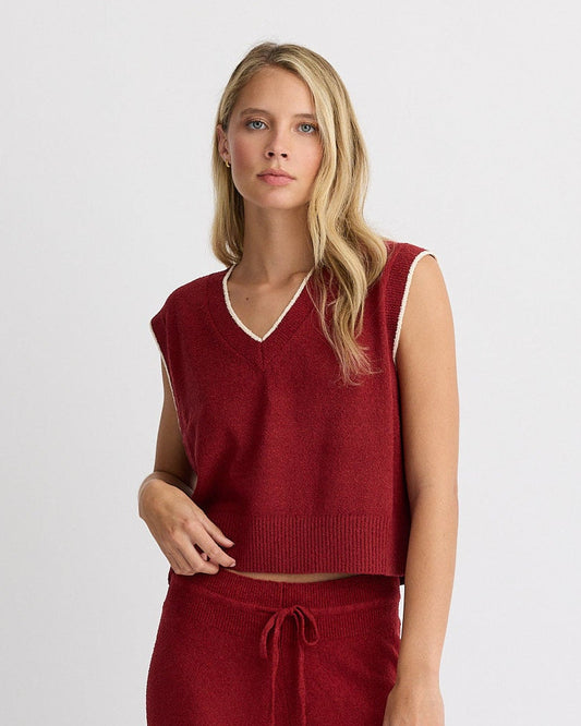 Boucle Knit V Neck Sweater Vest
