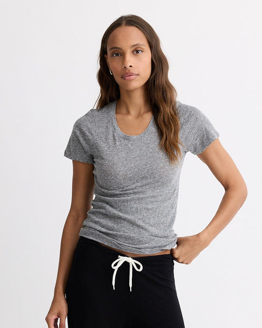 Textured Tri-Blend Fitted Crew Neck Tee