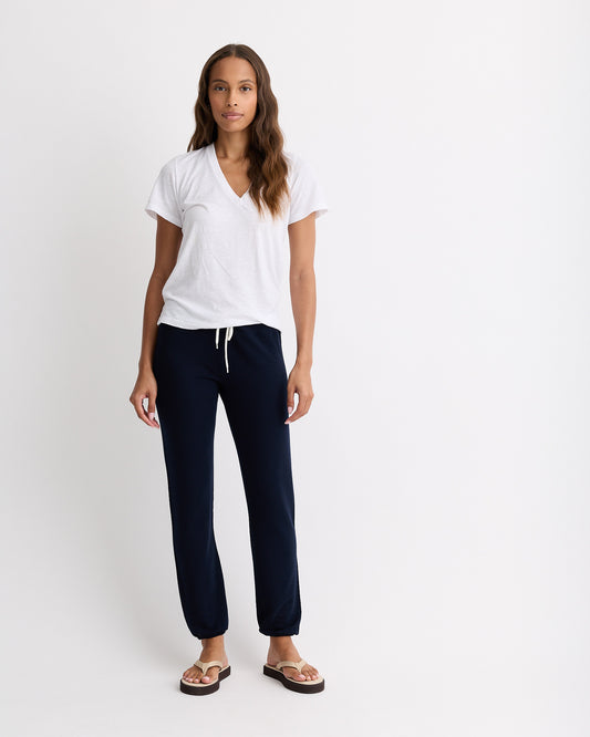 Textured Tri-Blend Fitted V Neck Tee