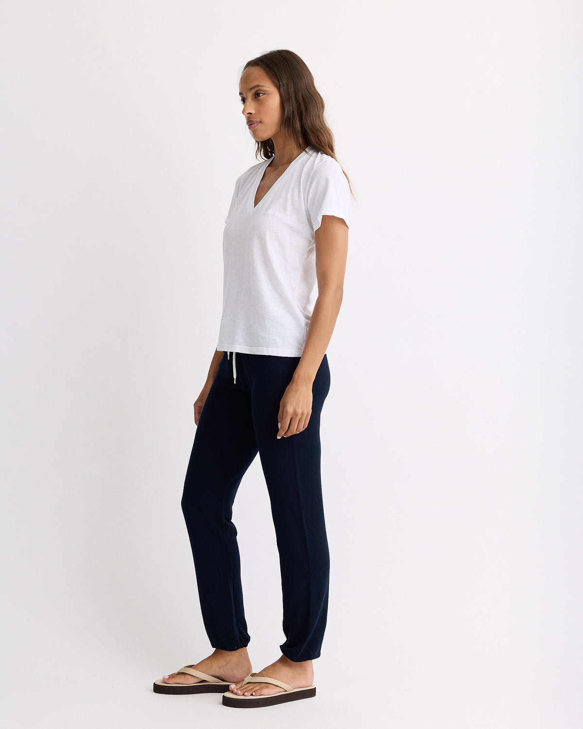 Textured Tri-Blend Fitted V Neck Tee