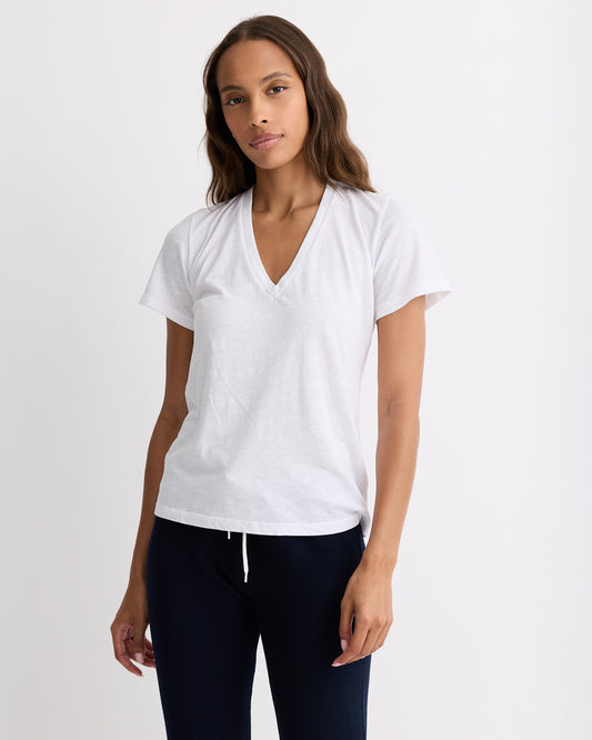 Textured Tri-Blend Fitted V Neck Tee