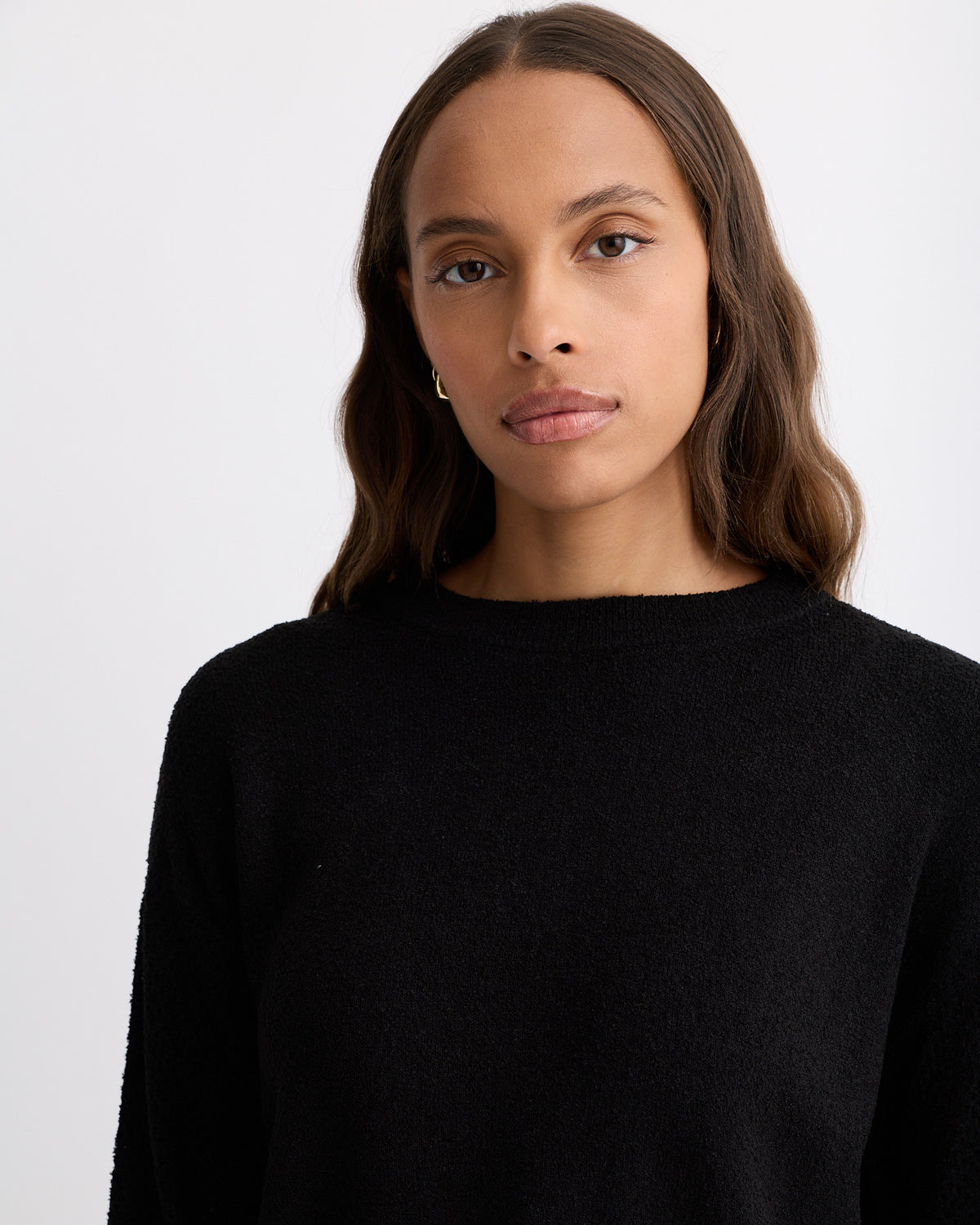 Boucle Knit Mesh Mixed Sweater