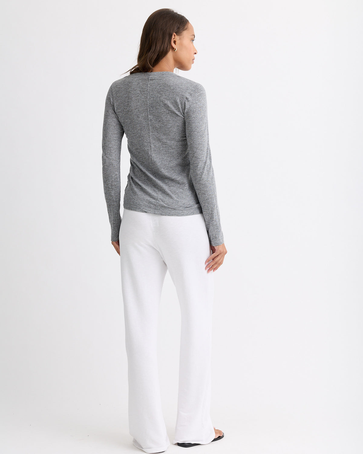 Textured Tri-Blend Fitted Long Sleeve Crew