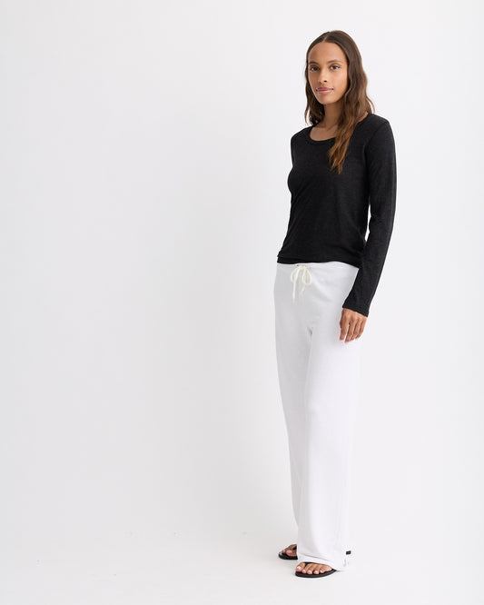 Textured Tri-Blend Fitted Long Sleeve Crew