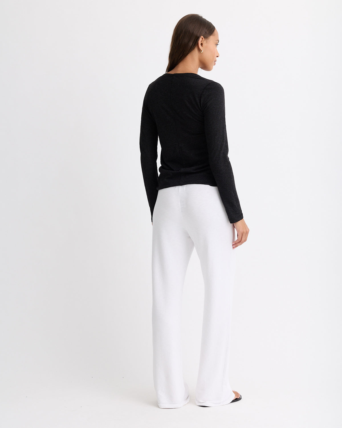 Textured Tri-Blend Fitted Long Sleeve Crew