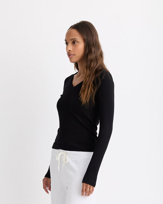 Supimaluxe Rib Long Sleeve V Neck