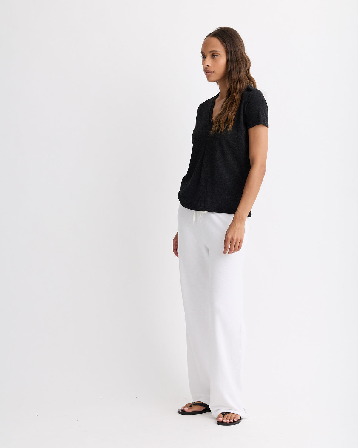 Textured Tri-Blend Fitted V Neck Tee