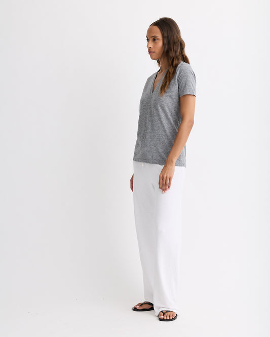 Textured Tri-Blend Fitted V Neck Tee