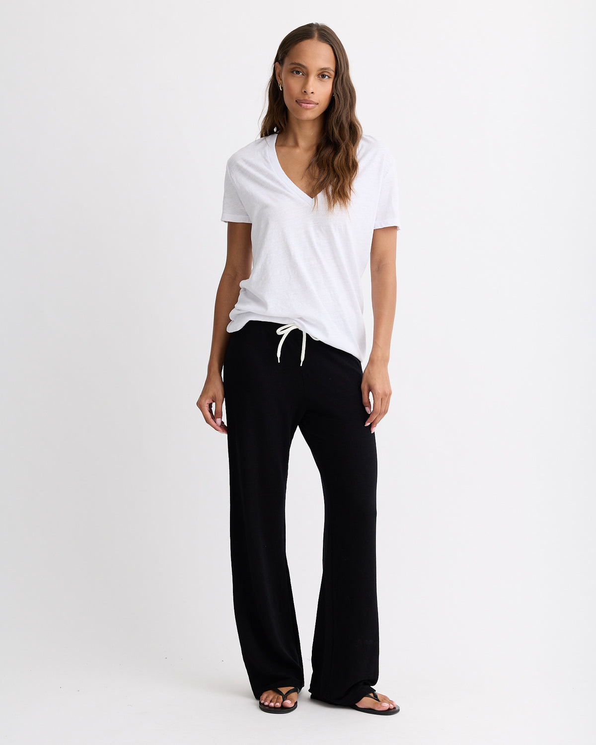 Textured Tri-Blend Relaxed V Neck Tee