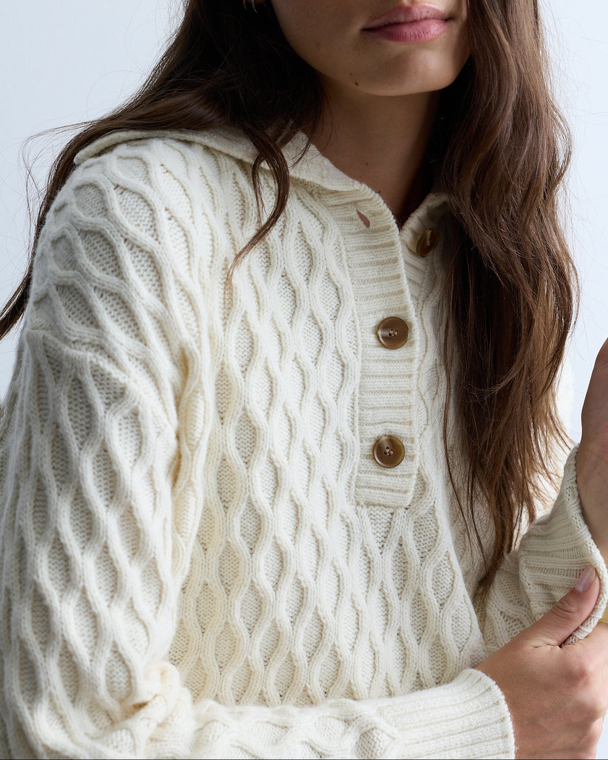 Cable Knit Polo Sweater