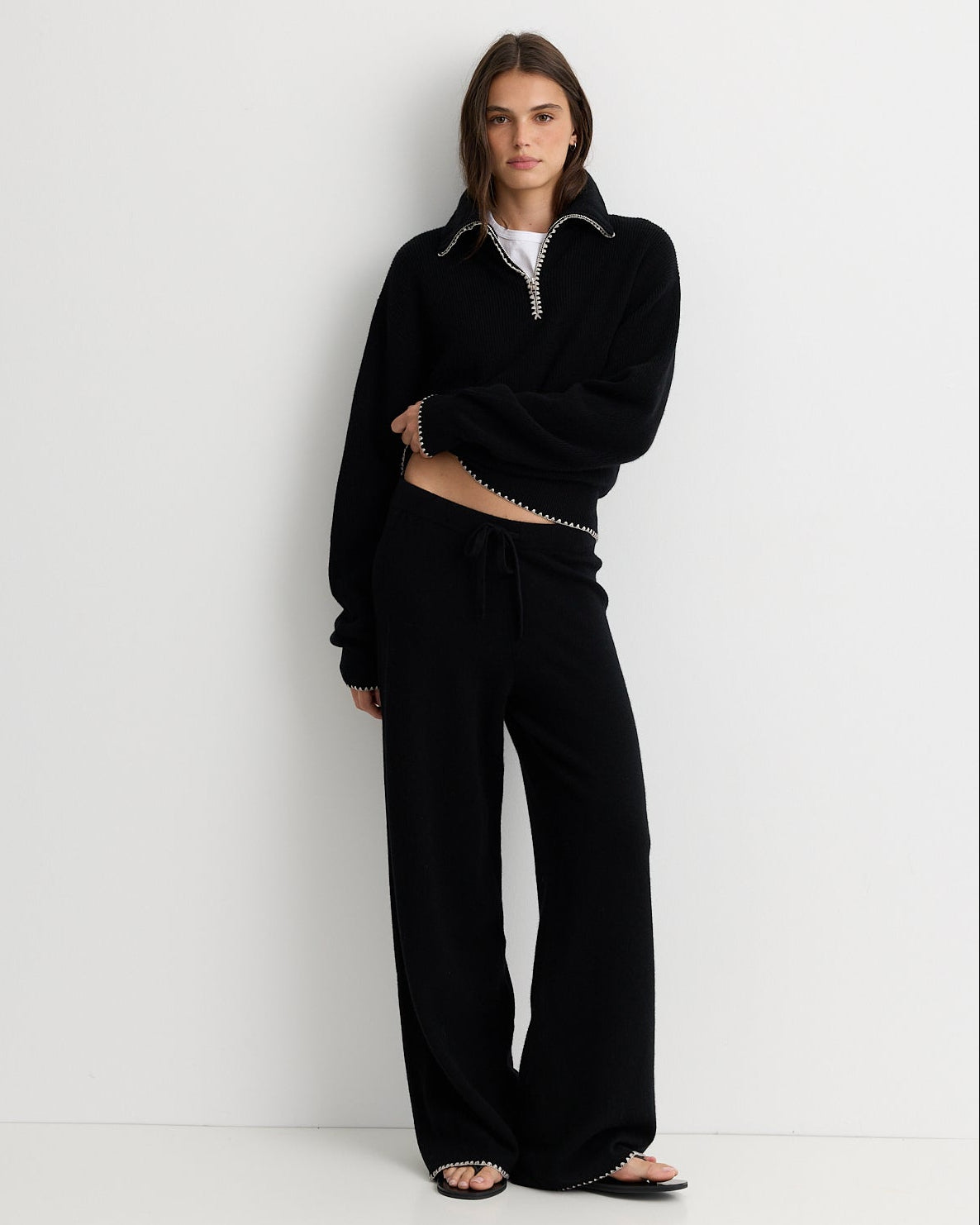 Wool Cashmere Half Zip Sweater