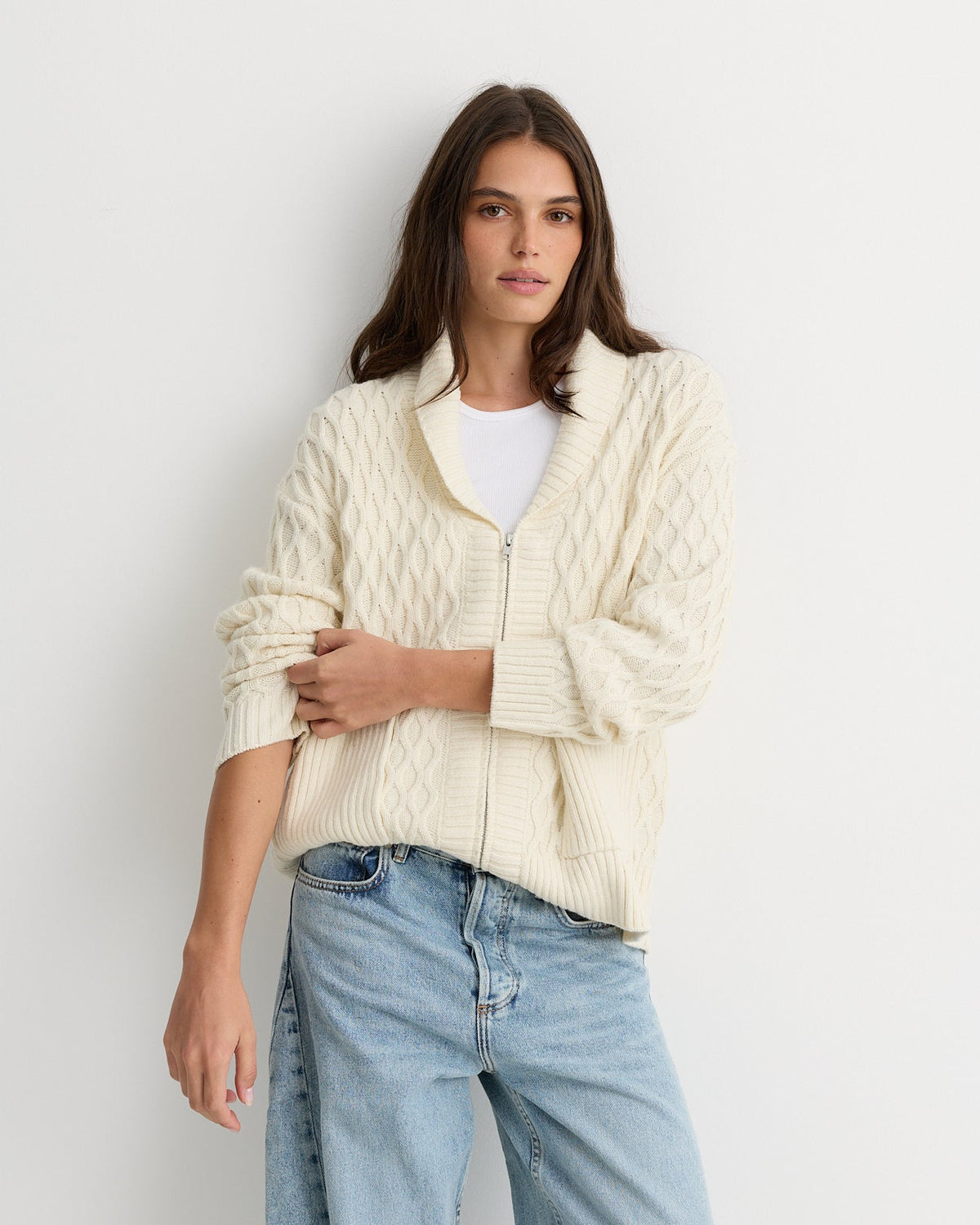 Cable Knit Zip Cardigan