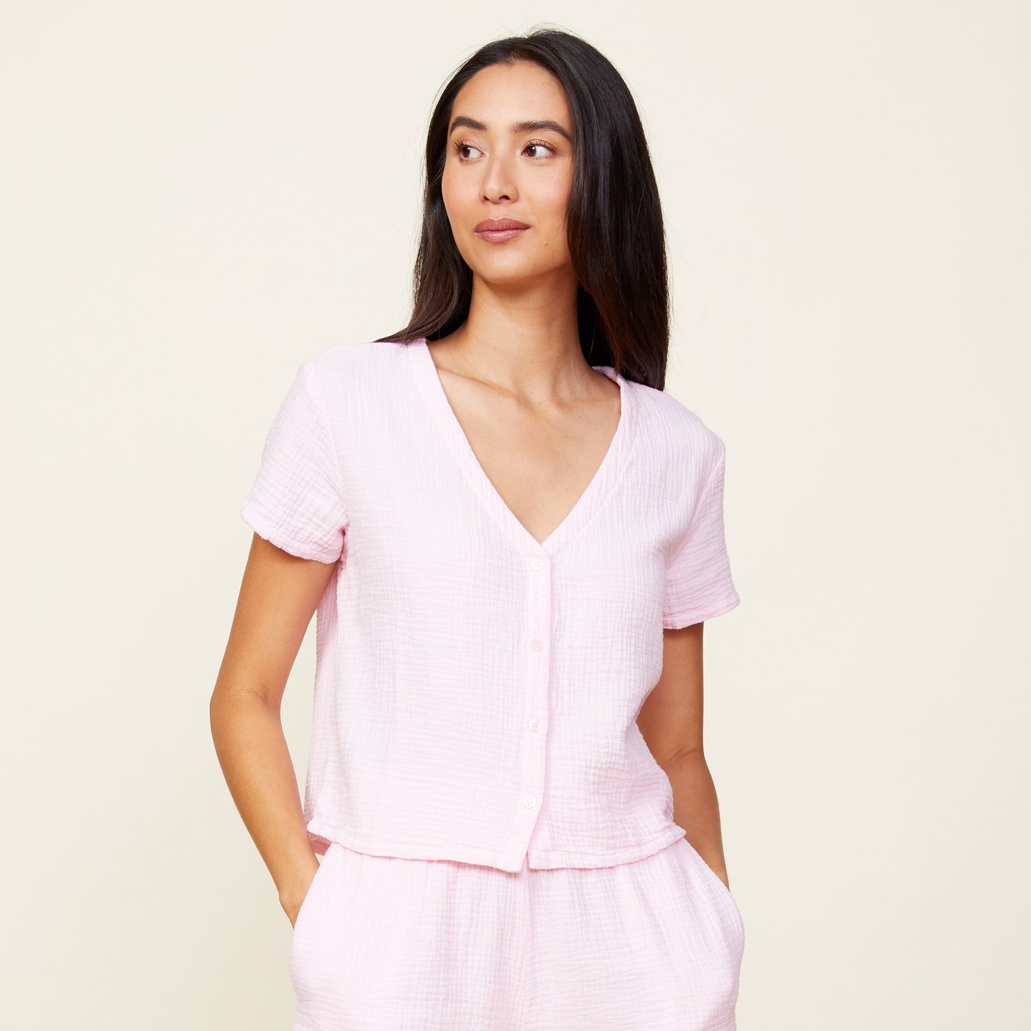 Gauze Short Sleeve Button Down