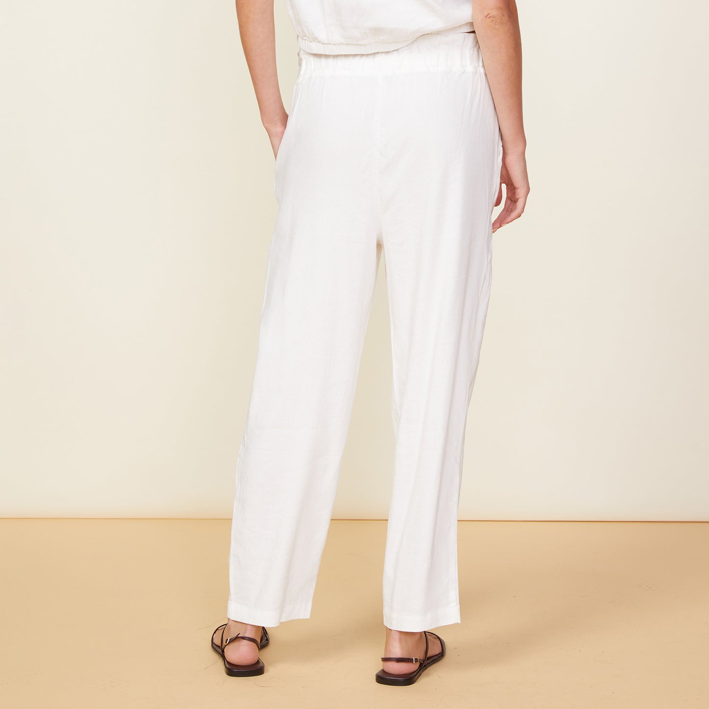 Stretch Linen Paperbag Pants