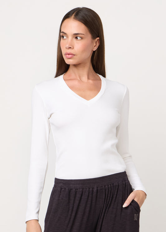 Supimaluxe Rib Long Sleeve V Neck