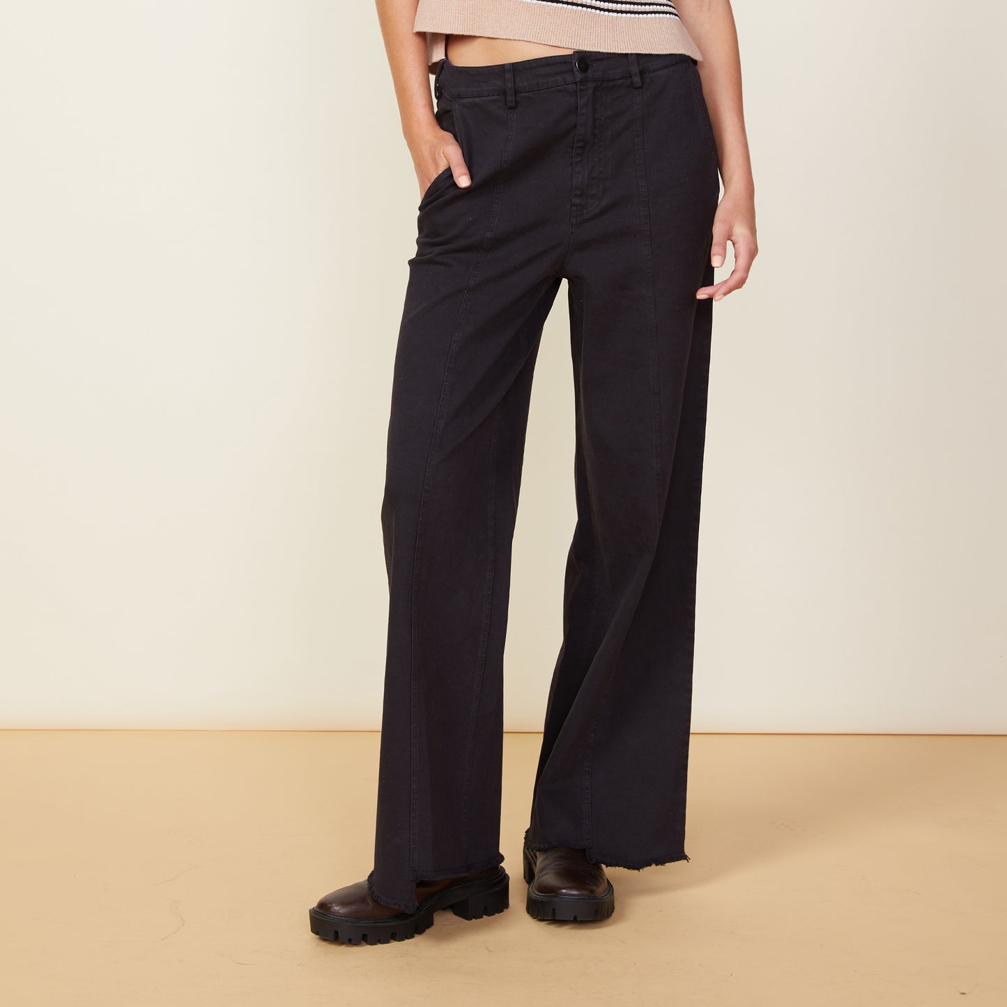 Wide Leg Seamed Pants
