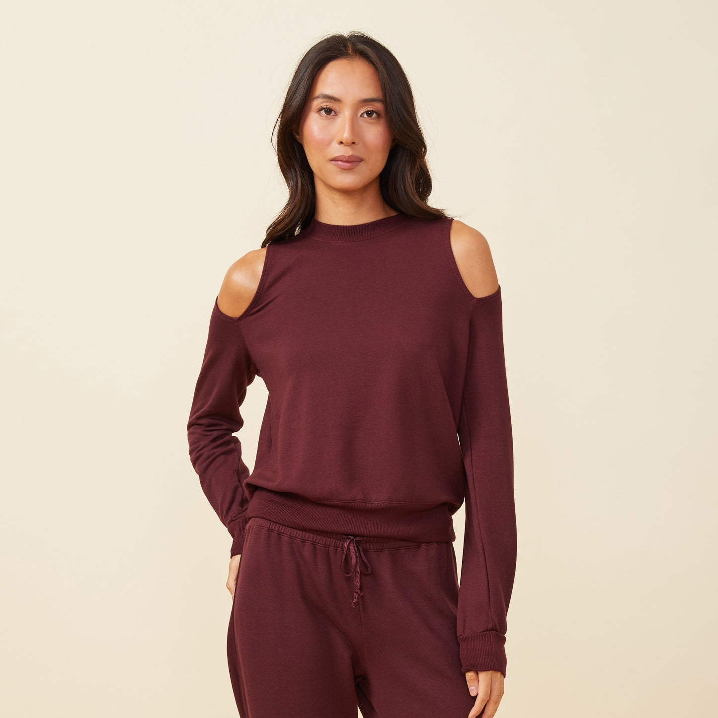 Cold Shoulder Crew Neck Sweatshirt
