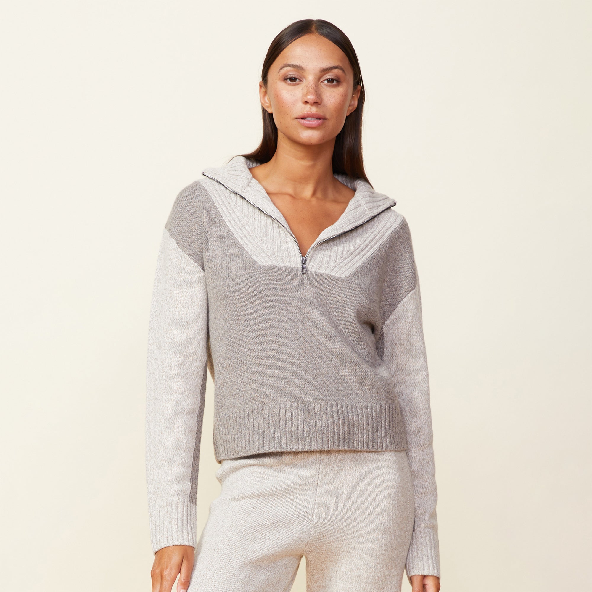 Soft Knit Rib Half Zip Sweater – MONROW