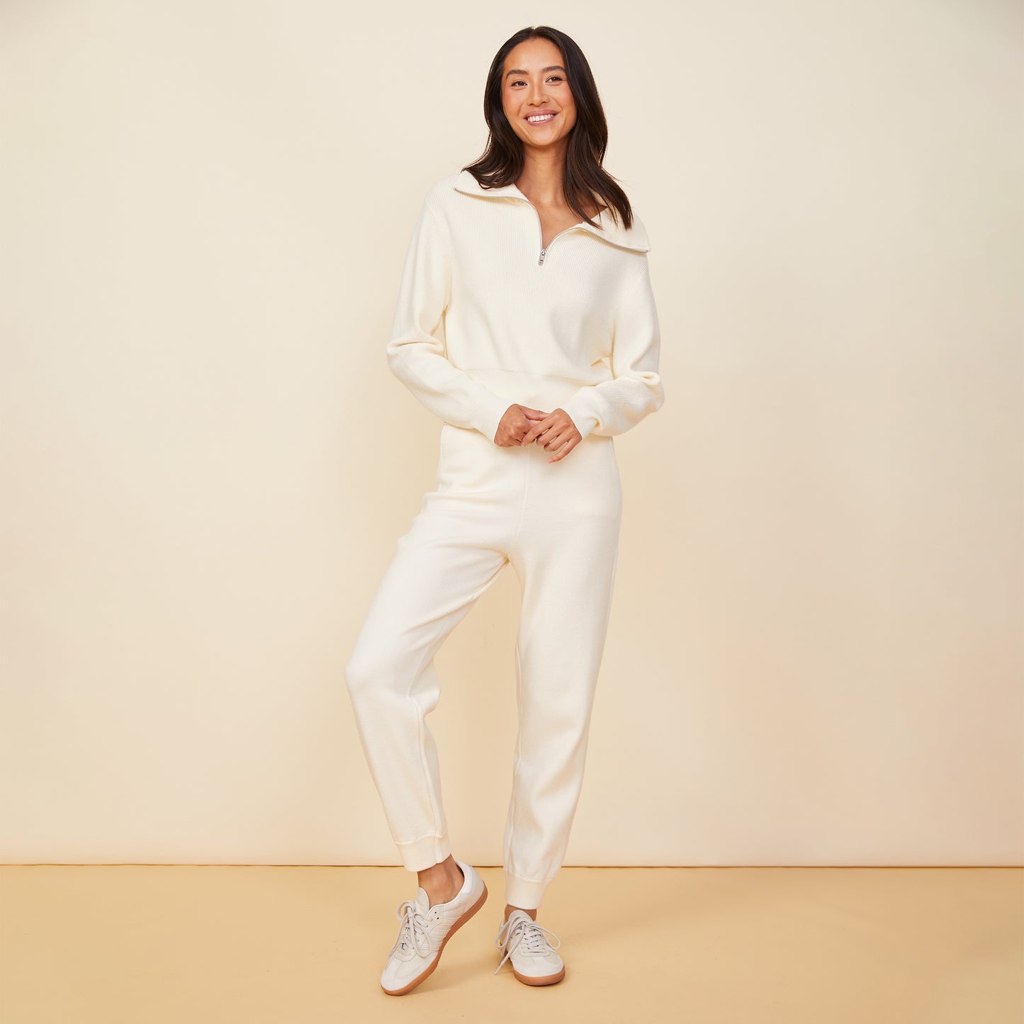 Soft Knit Rib Half Zip Sweater