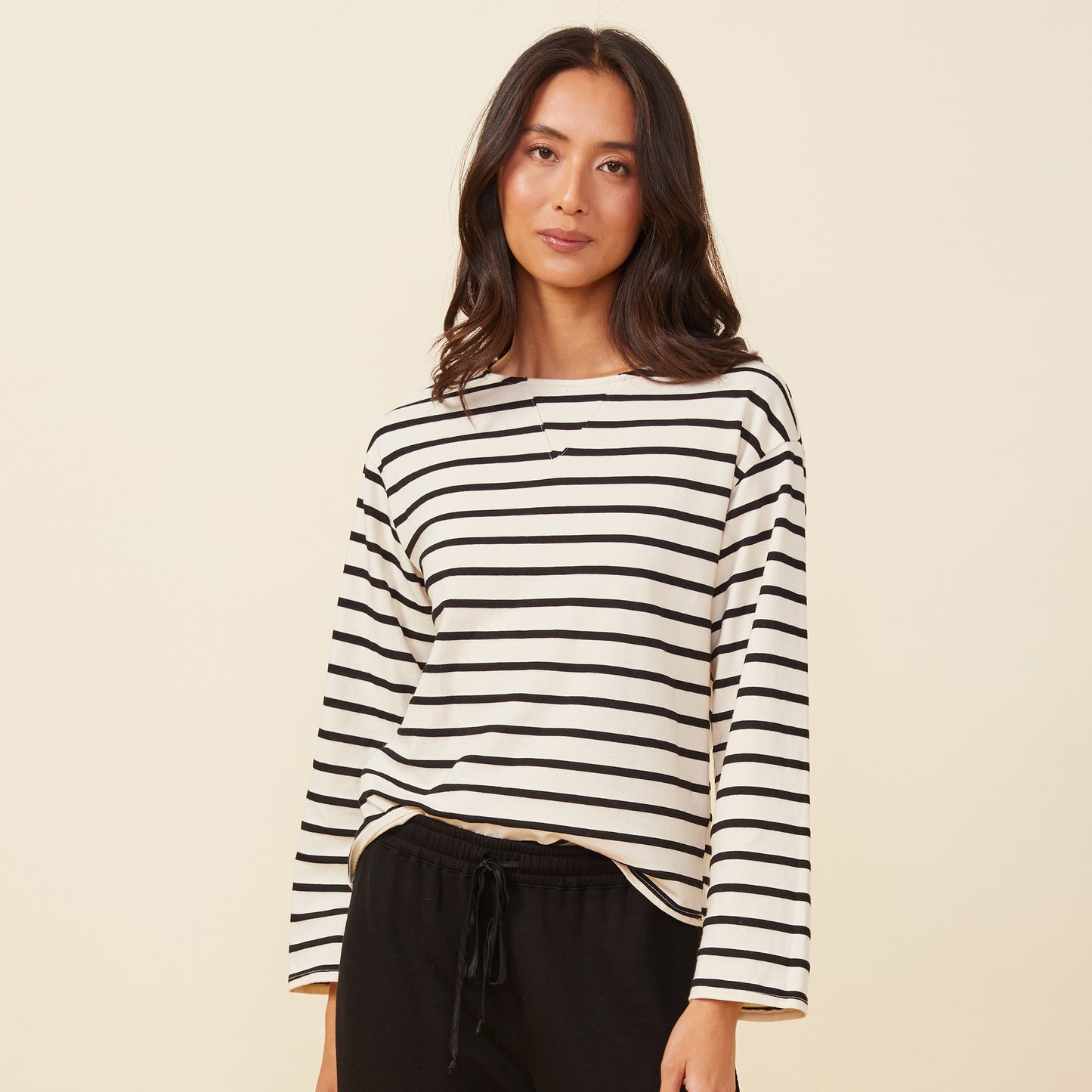 Stripe Boat Neck Long Sleeve