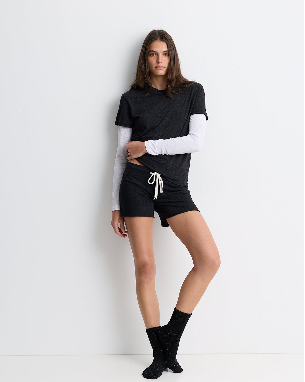 Textured Tri-Blend Basic Crew Neck Tee