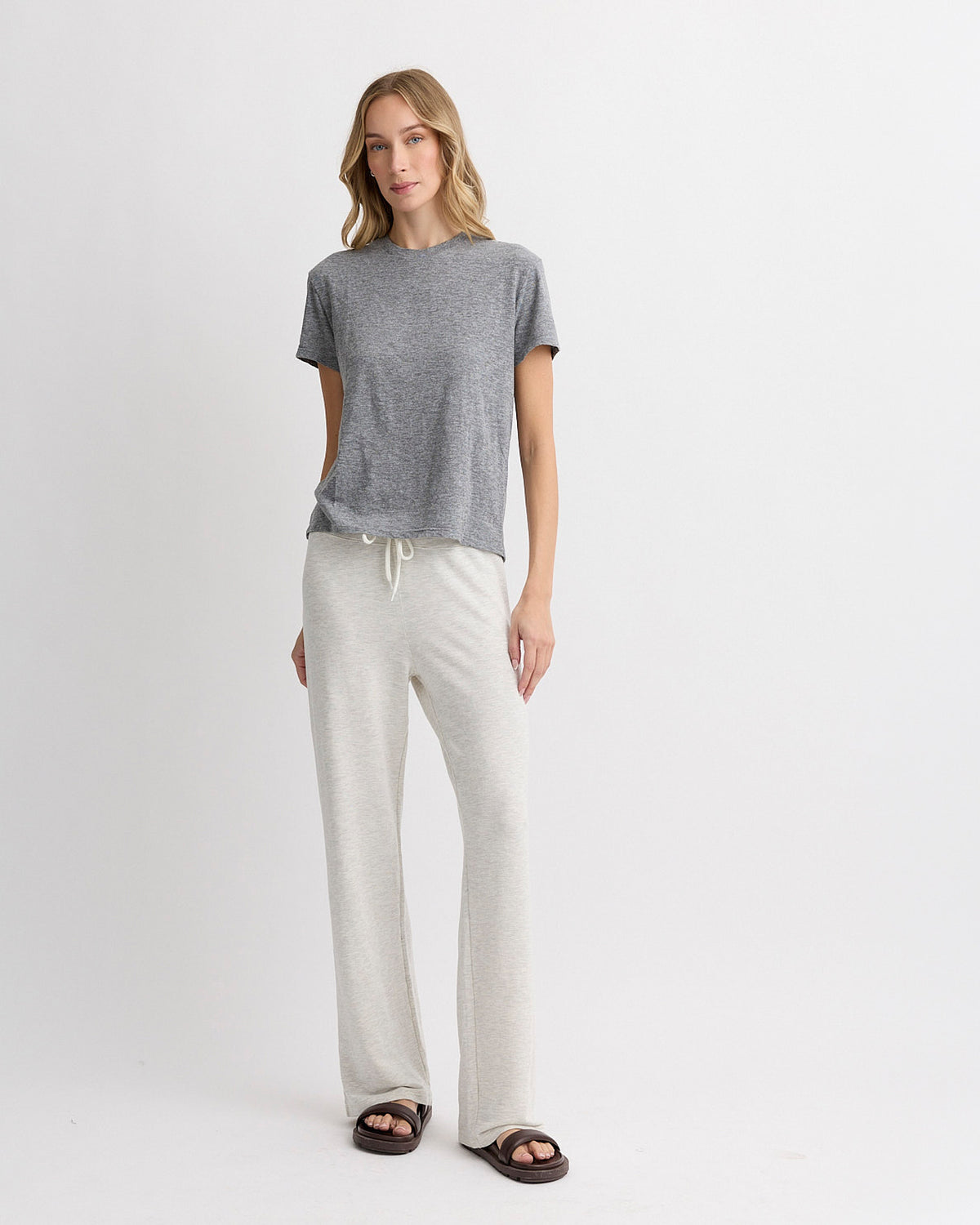 Textured Tri-Blend Basic Crew Neck Tee