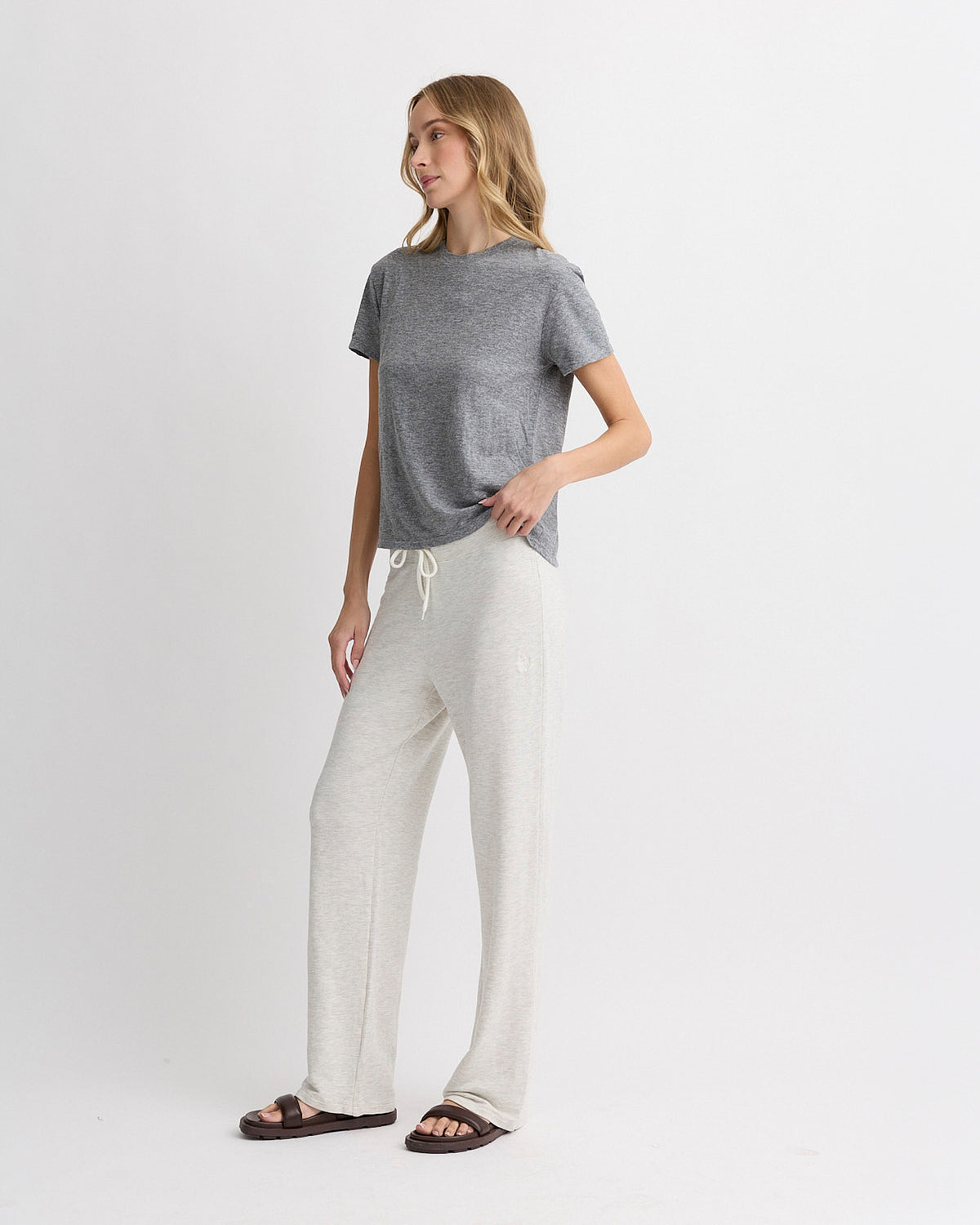 Textured Tri-Blend Basic Crew Neck Tee